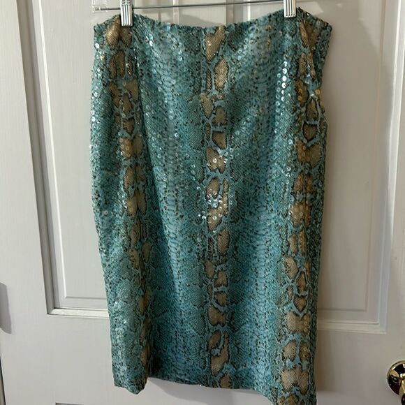 PER SE BY CARLISLE FAUX SNAKESKIN PRINT PENCIL SKIRT - Picture 1 of 7